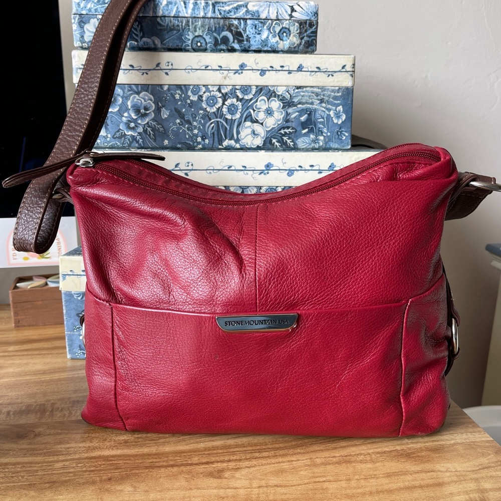 Stone Mountain Red Leather Crossbody Bag